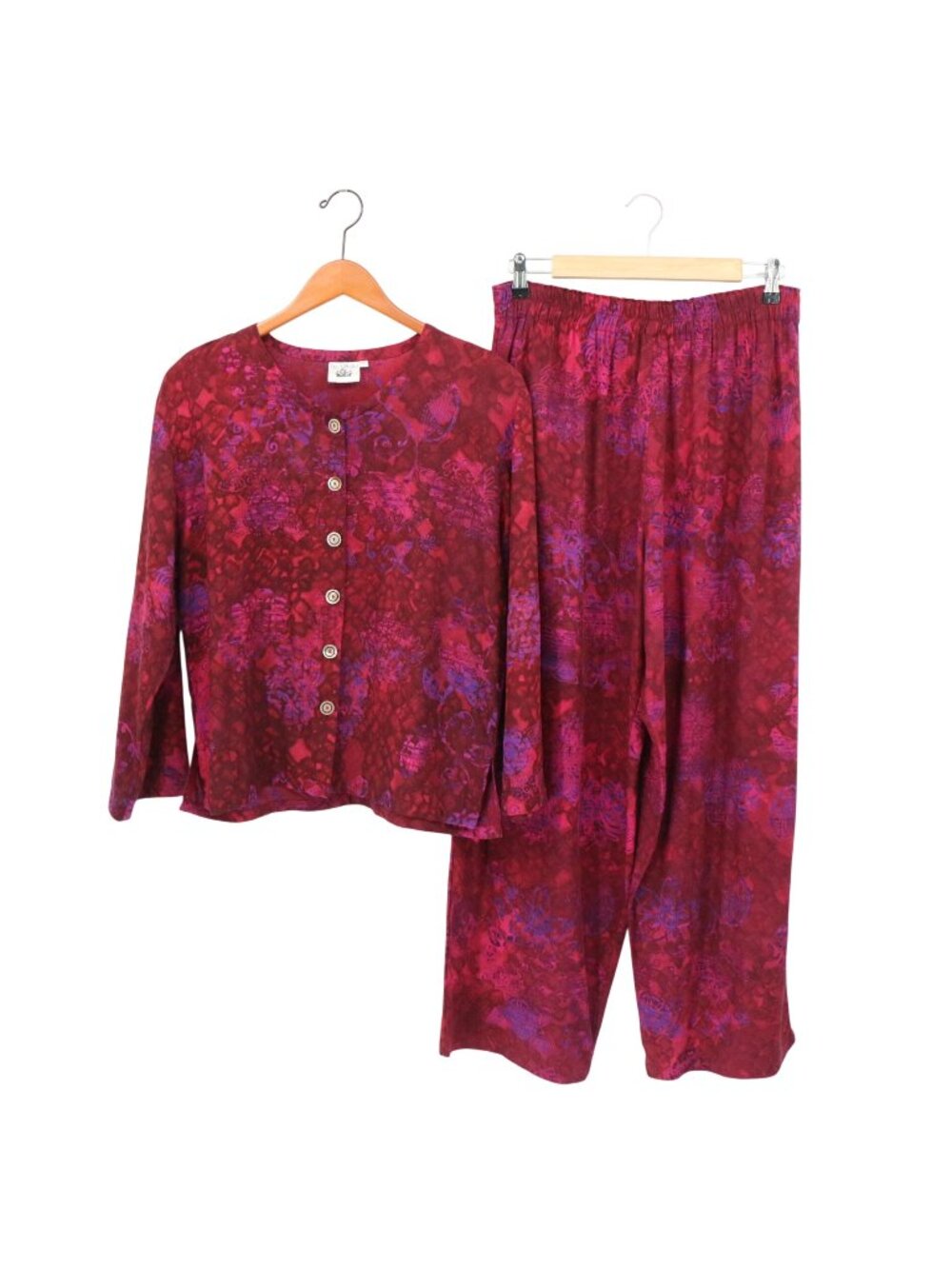Very Vineyard Button Front Top and Pants Outfit Set L